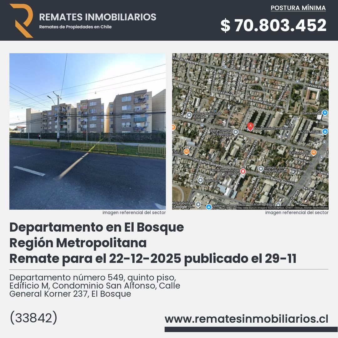 Imagen ficha Departamento número 549, quinto piso, Edificio M, Condominio San Alfonso, Calle General Korner 237, El Bosque