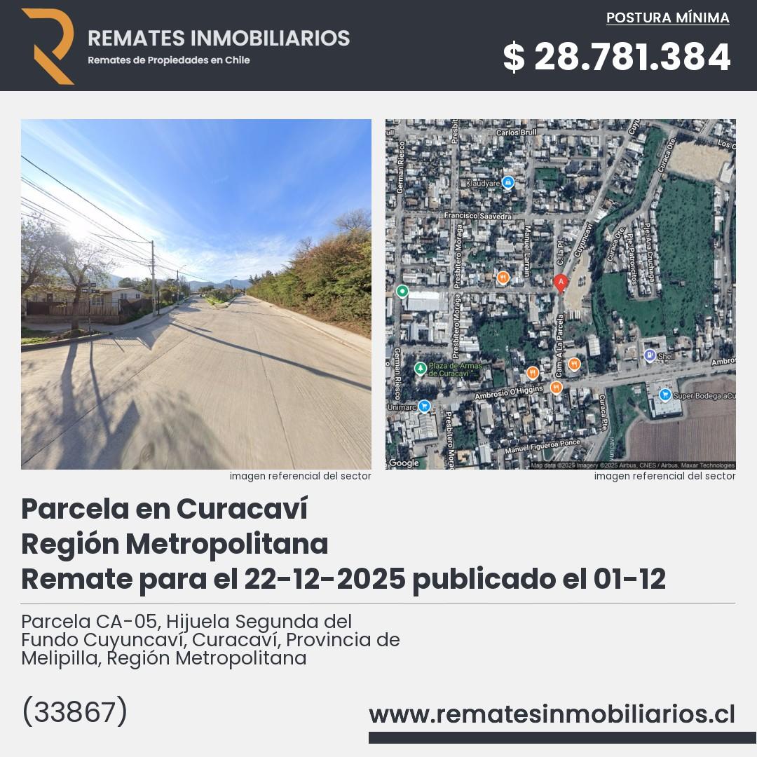 Imagen ficha Parcela CA-05, Hijuela Segunda del Fundo Cuyuncaví, Curacaví, Provincia de Melipilla, Región Metropolitana