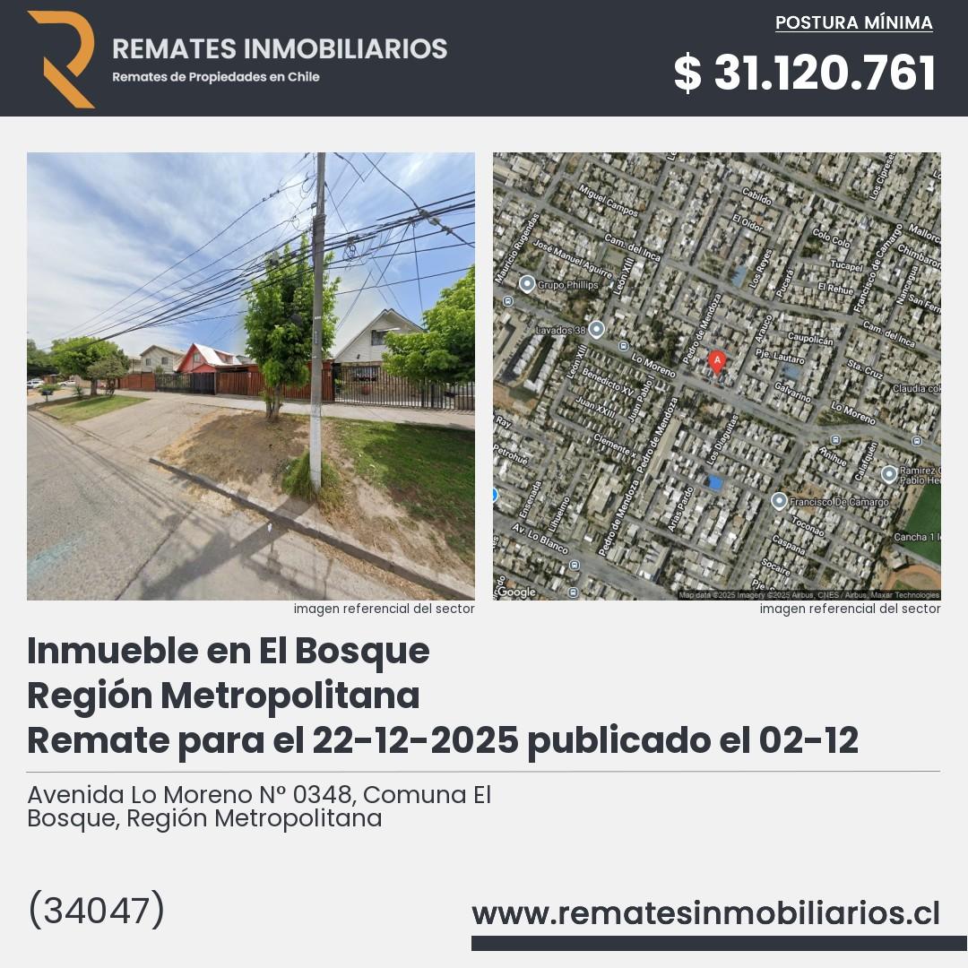 Imagen ficha Avenida Lo Moreno N° 0348, Comuna El Bosque, Región Metropolitana