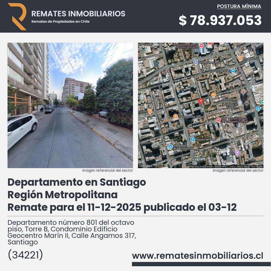 Imagen ficha Departamento número 801 del octavo piso, Torre B, Condominio Edificio Geocentro Marín II, Calle Angamos 317, Santiago