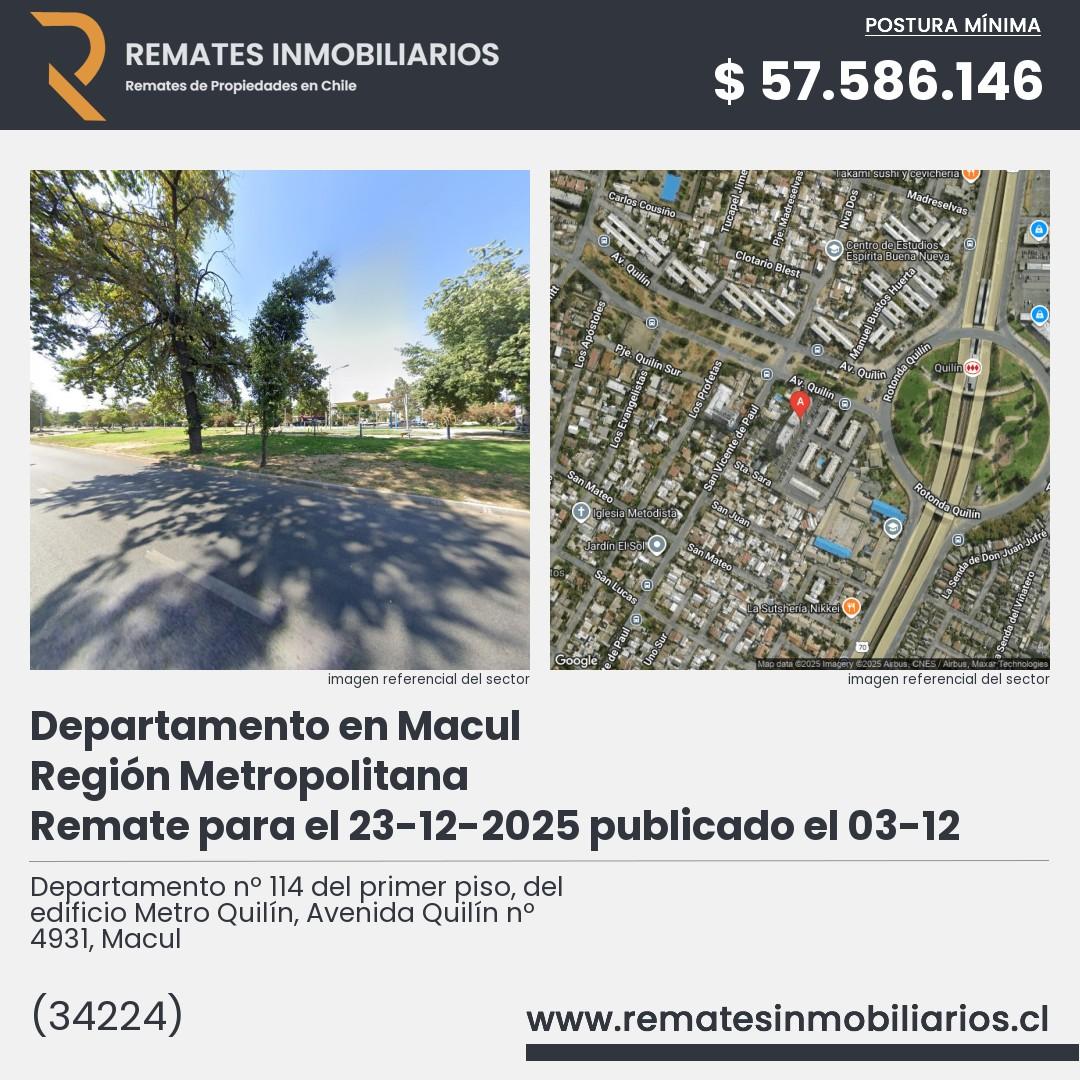Imagen ficha Departamento nº 114 del primer piso, del edificio Metro Quilín, Avenida Quilín nº 4931, Macul