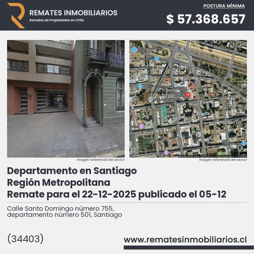 Imagen ficha Calle Santo Domingo número 755, departamento número 501, Santiago
