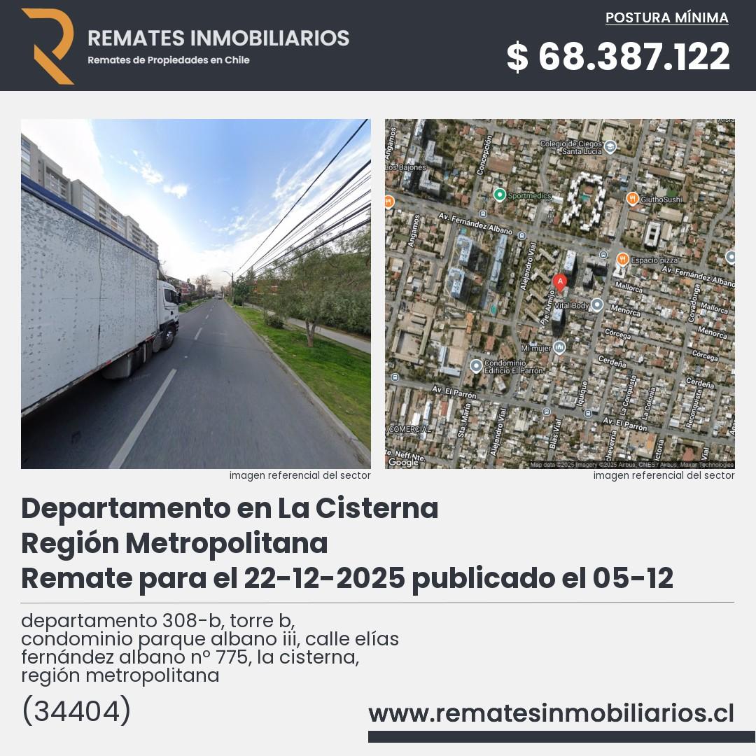 Imagen ficha departamento 308-b, torre b, condominio parque albano iii, calle elías fernández albano nº 775, la cisterna, región metropolitana