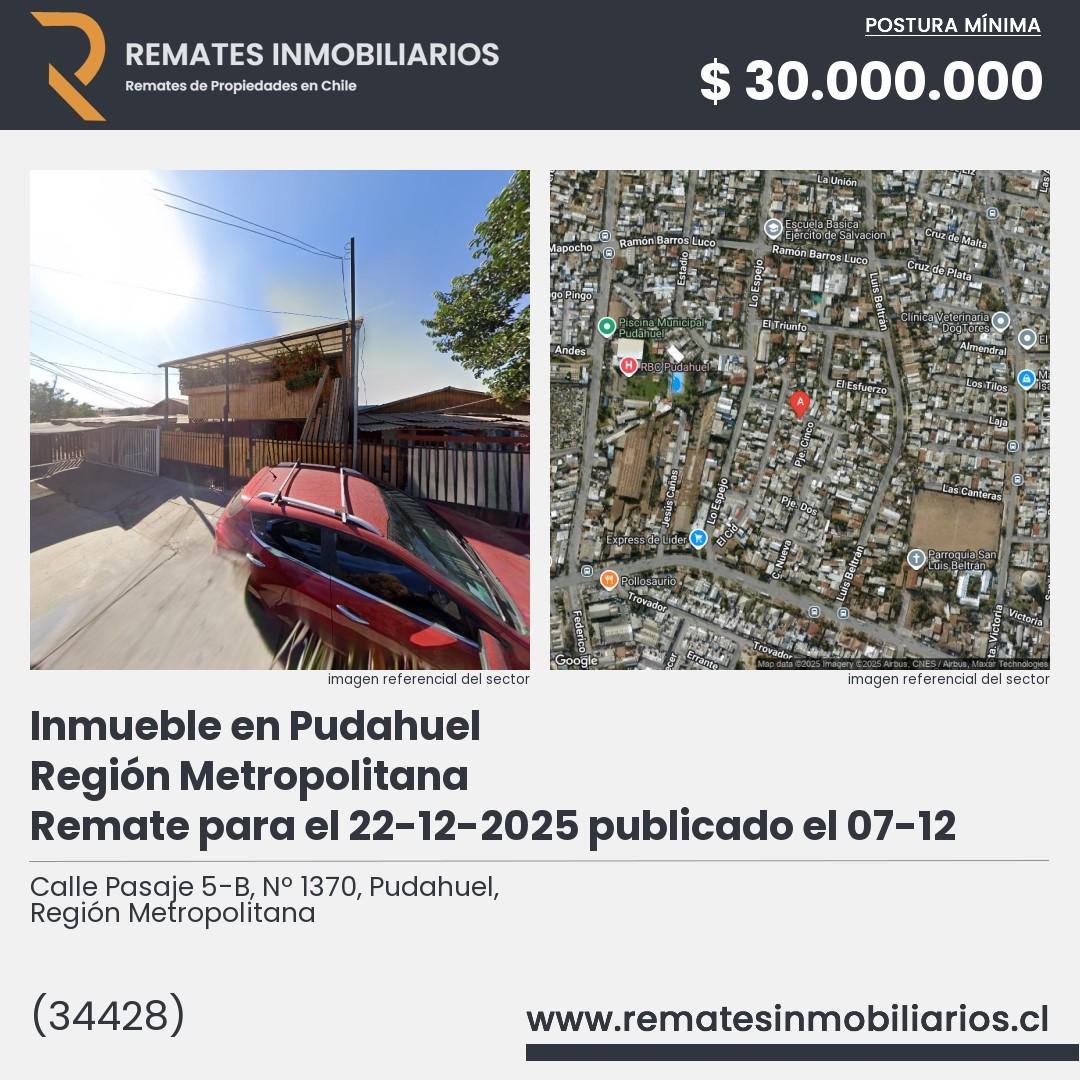 Imagen ficha Calle Pasaje 5-B, Nº 1370, Pudahuel, Región Metropolitana