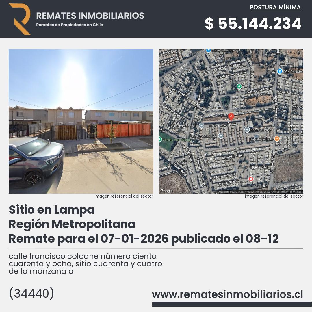 Imagen ficha calle francisco coloane número ciento cuarenta y ocho, sitio cuarenta y cuatro de la manzana a