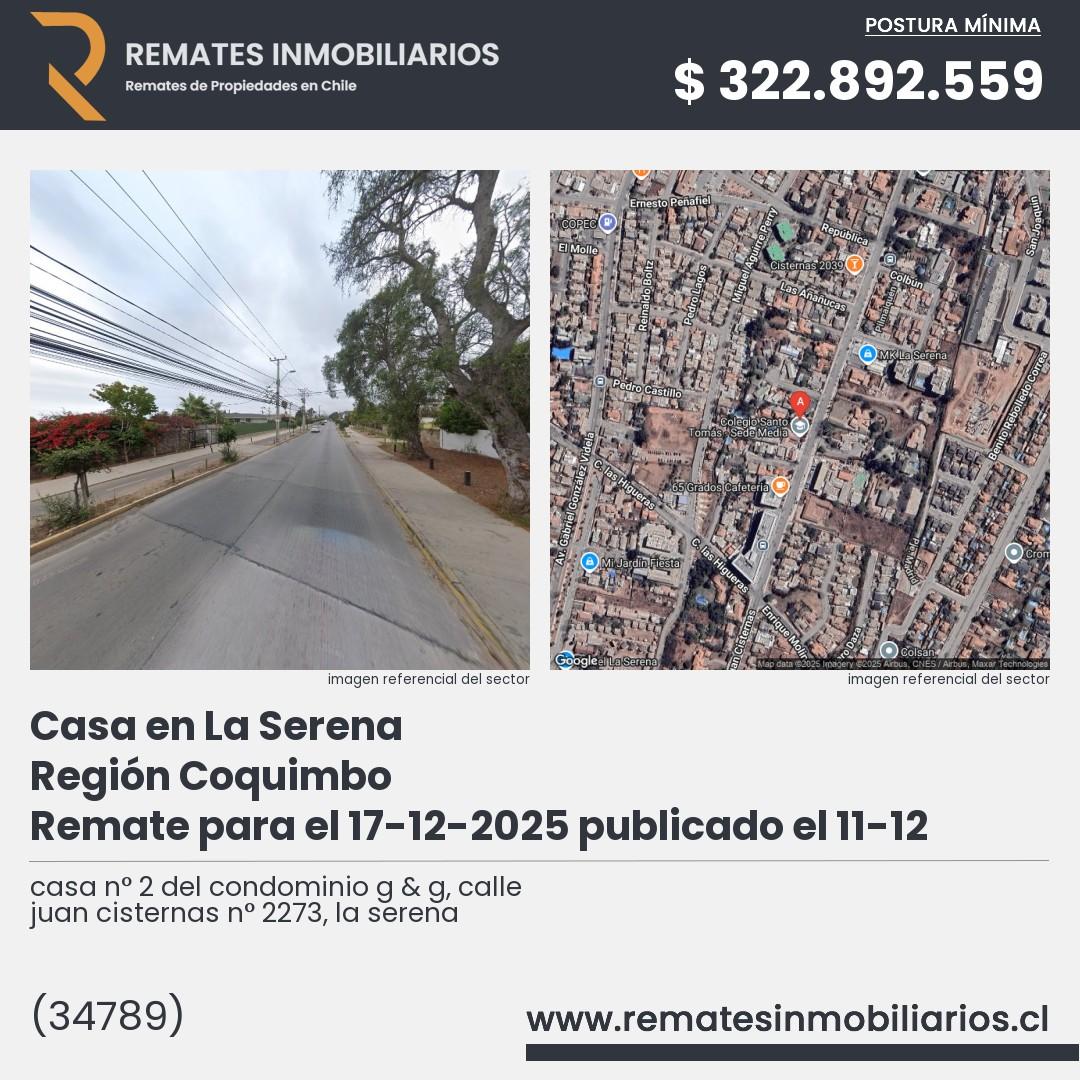 Imagen ficha casa n° 2 del condominio g & g, calle juan cisternas n° 2273, la serena