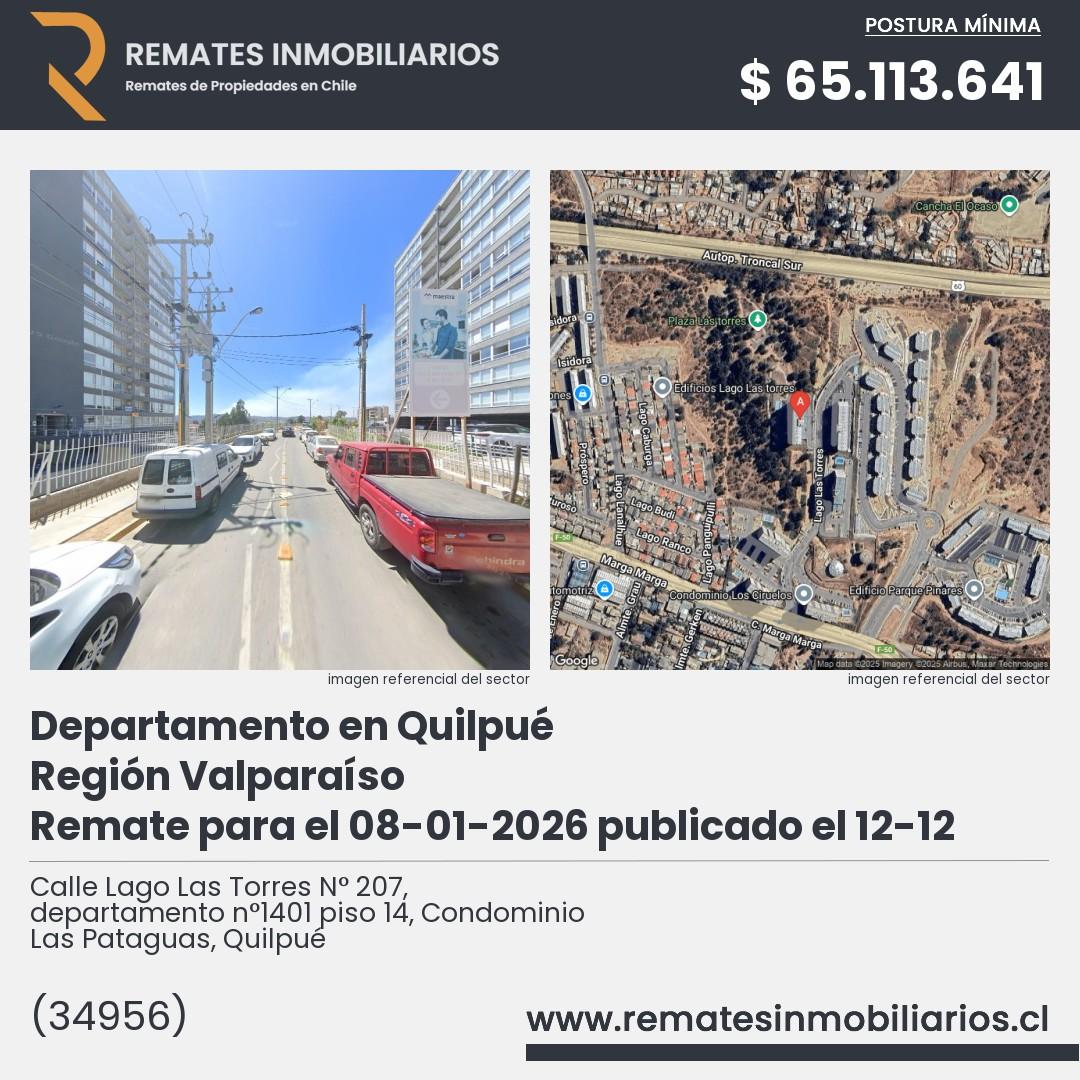 Imagen ficha Calle Lago Las Torres N° 207, departamento n°1401 piso 14, Condominio Las Pataguas, Quilpué