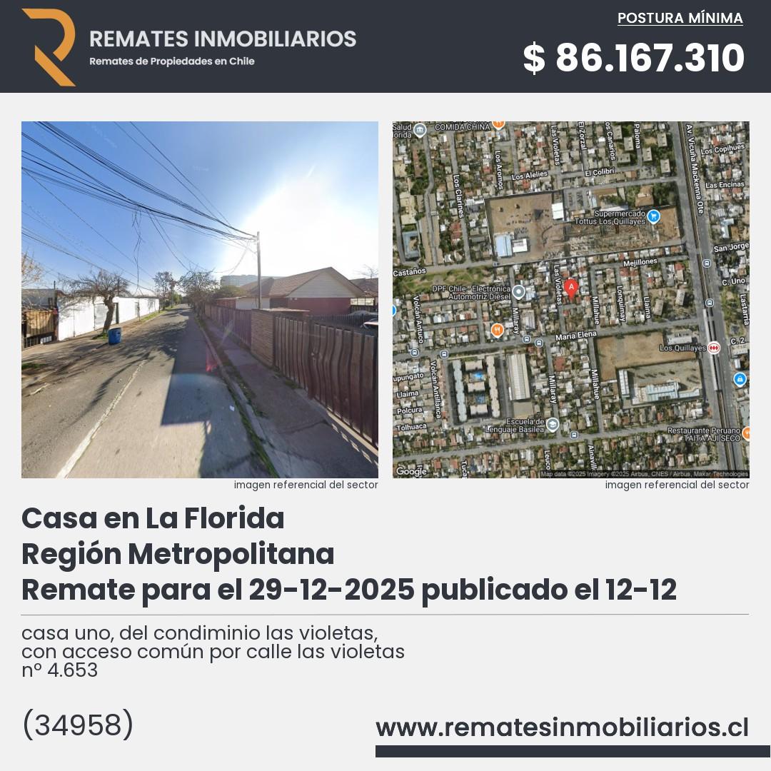 Imagen ficha casa uno, del condiminio las violetas, con acceso común por calle las violetas nº 4.653