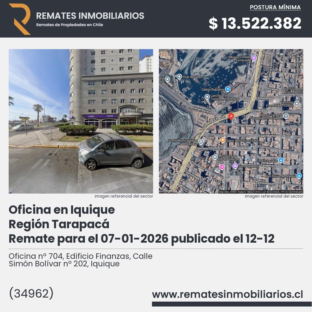 Imagen ficha Oficina nº 704, Edificio Finanzas, Calle Simón Bolívar nº 202, Iquique