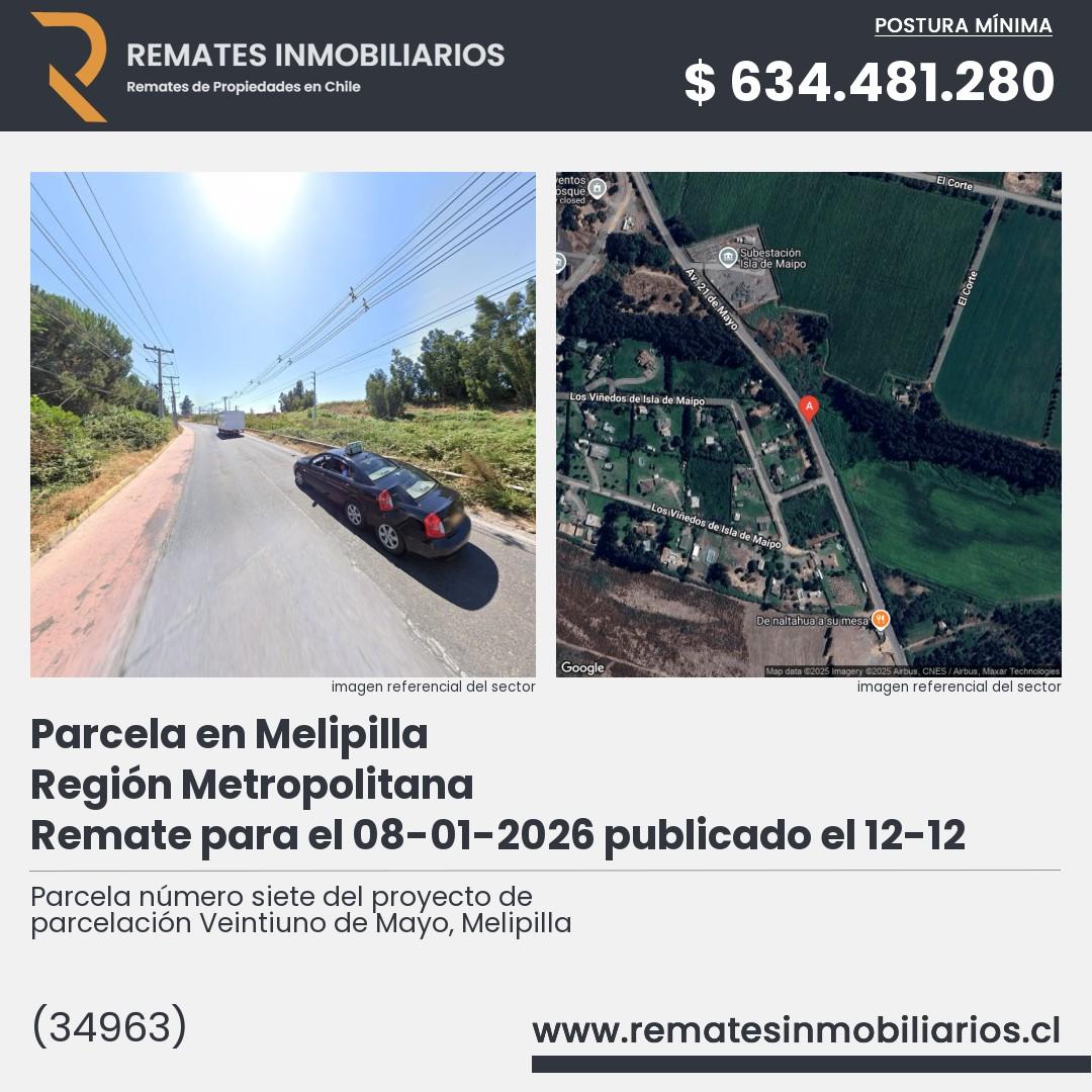 Imagen ficha Parcela número siete del proyecto de parcelación Veintiuno de Mayo, Melipilla
