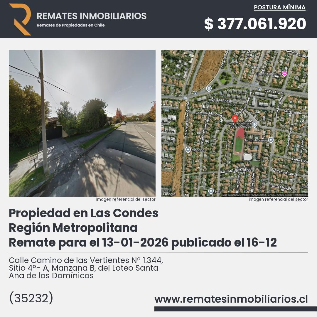 Imagen ficha Calle Camino de las Vertientes Nº 1.344, Sitio 4º- A, Manzana B, del Loteo Santa Ana de los Domínicos