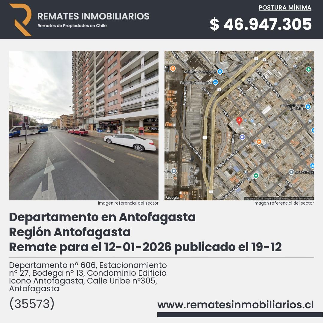 Imagen ficha Departamento nº 606, Estacionamiento nº 27, Bodega nº 13, Condominio Edificio Icono Antofagasta, Calle Uribe n°305, Antofagasta