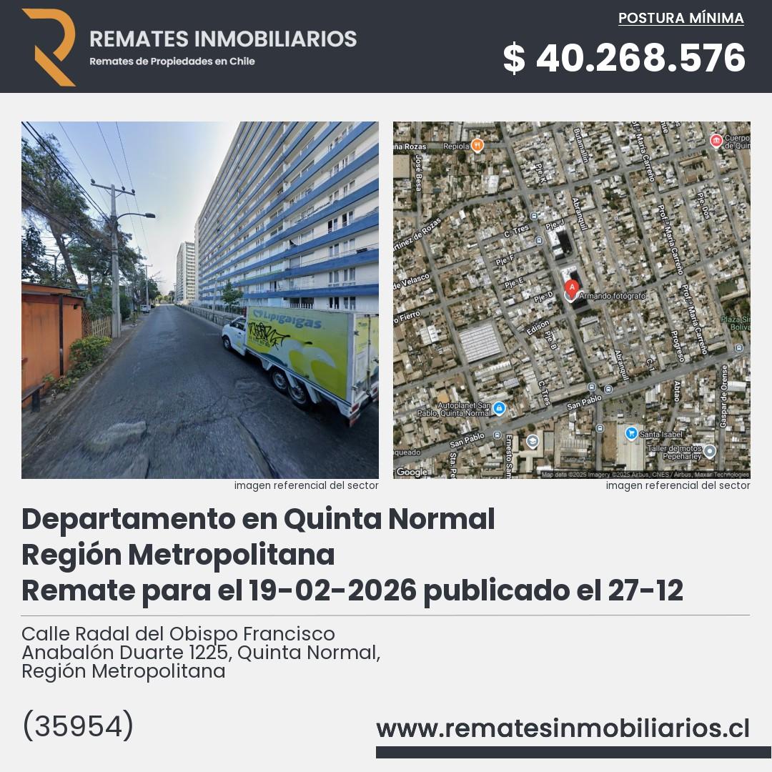 Imagen ficha Calle Radal del Obispo Francisco Anabalón Duarte 1225, Quinta Normal, Región Metropolitana
