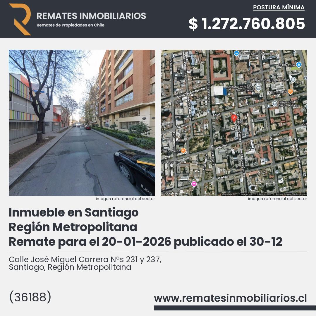 Imagen ficha Calle José Miguel Carrera Nºs 231 y 237, Santiago, Región Metropolitana