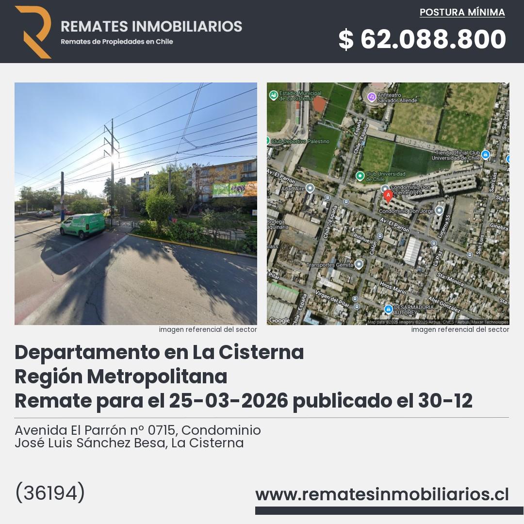 Imagen ficha Avenida El Parrón nº 0715, Condominio José Luis Sánchez Besa, La Cisterna