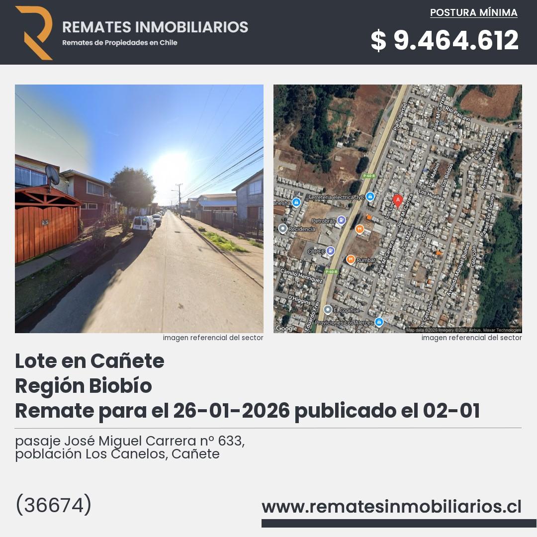 Imagen ficha pasaje José Miguel Carrera nº 633, población Los Canelos, Cañete