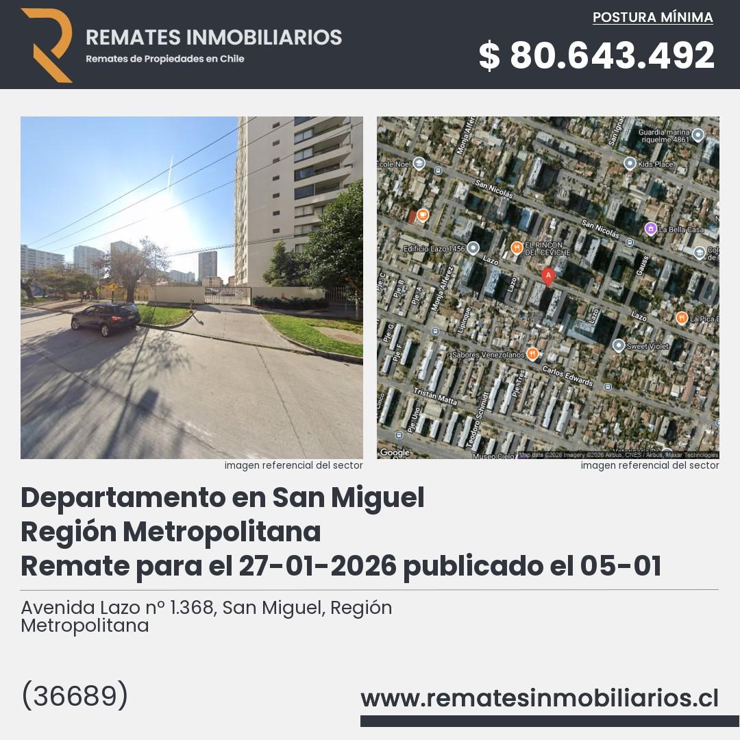Imagen ficha Avenida Lazo nº 1.368, San Miguel, Región Metropolitana