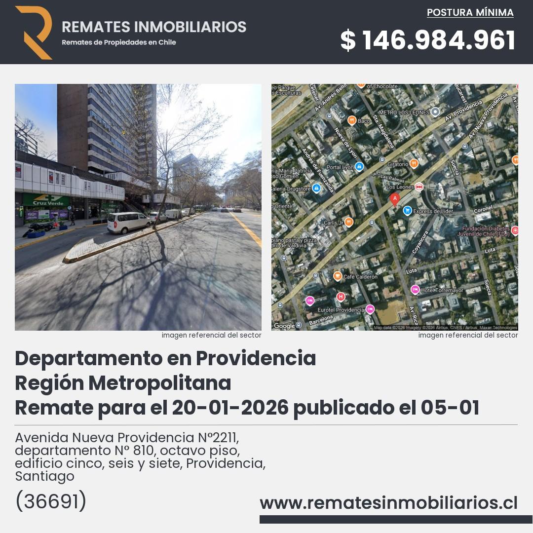 Imagen ficha Avenida Nueva Providencia N°2211, departamento N° 810, octavo piso, edificio cinco, seis y siete, Providencia, Santiago