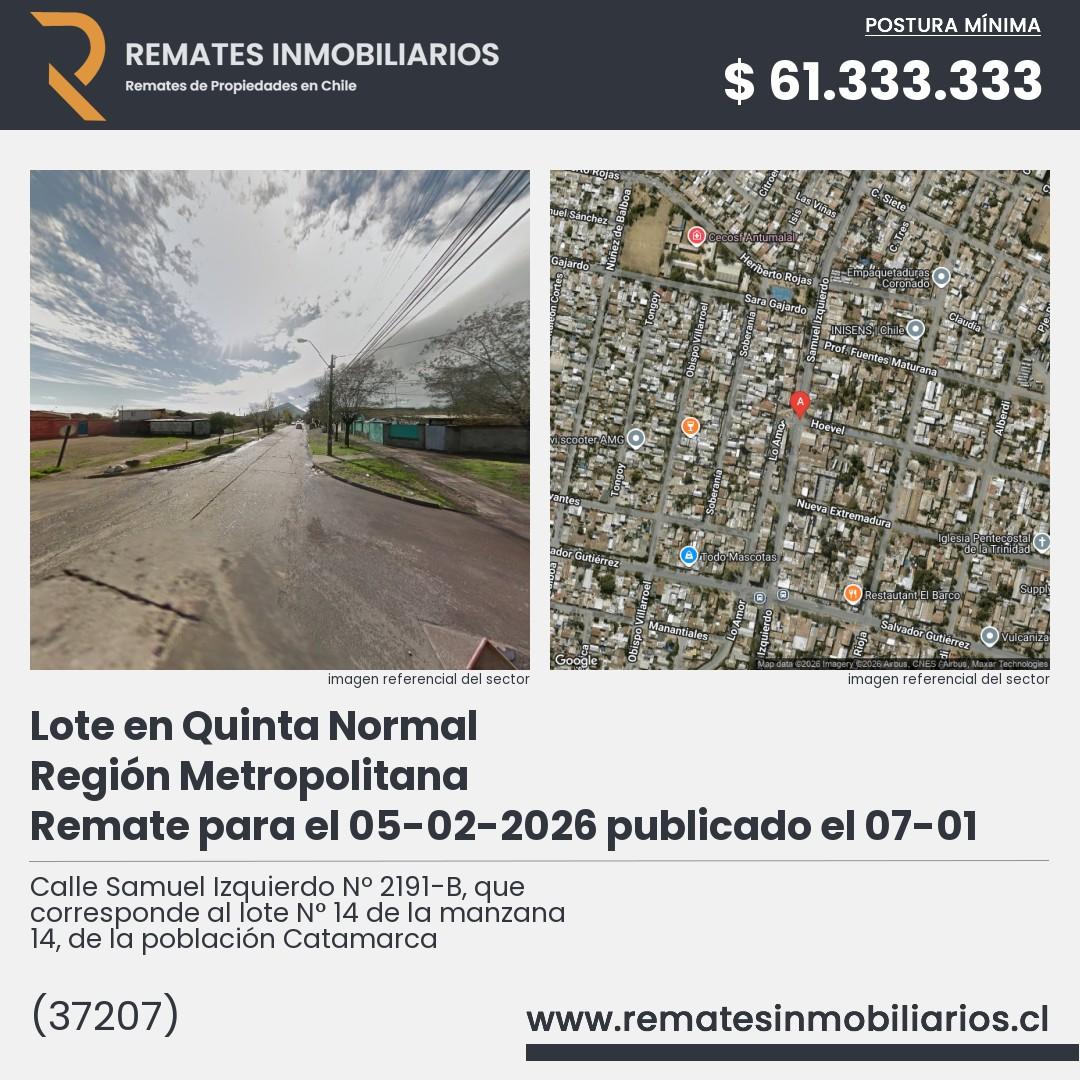 Imagen ficha Calle Samuel Izquierdo Nº 2191-B, que corresponde al lote N° 14 de la manzana 14, de la población Catamarca