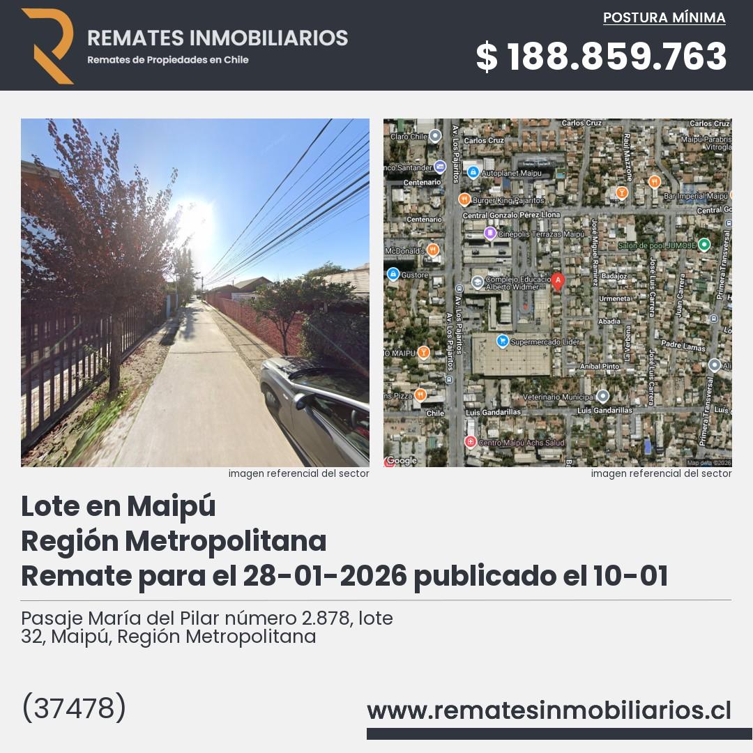 Imagen ficha Pasaje María del Pilar número 2.878, lote 32, Maipú, Región Metropolitana