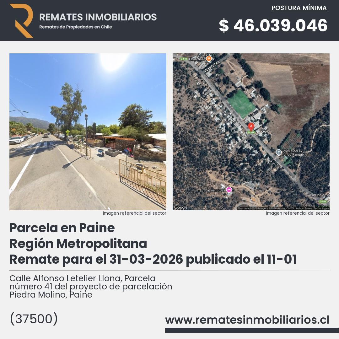 Imagen ficha Calle Alfonso Letelier Llona, Parcela número 41 del proyecto de parcelación Piedra Molino, Paine