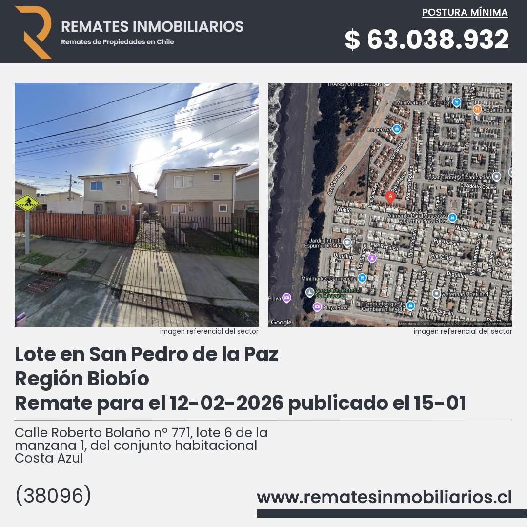 Imagen ficha Calle Roberto Bolaño nº 771, lote 6 de la manzana 1, del conjunto habitacional Costa Azul