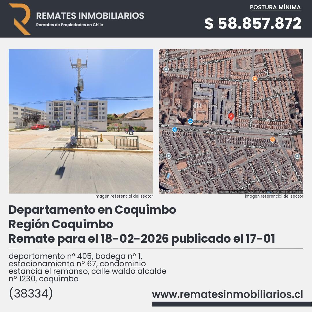 Imagen ficha departamento n° 405, bodega nº 1, estacionamiento nº 67, condominio estancia el remanso, calle waldo alcalde nº 1230, coquimbo