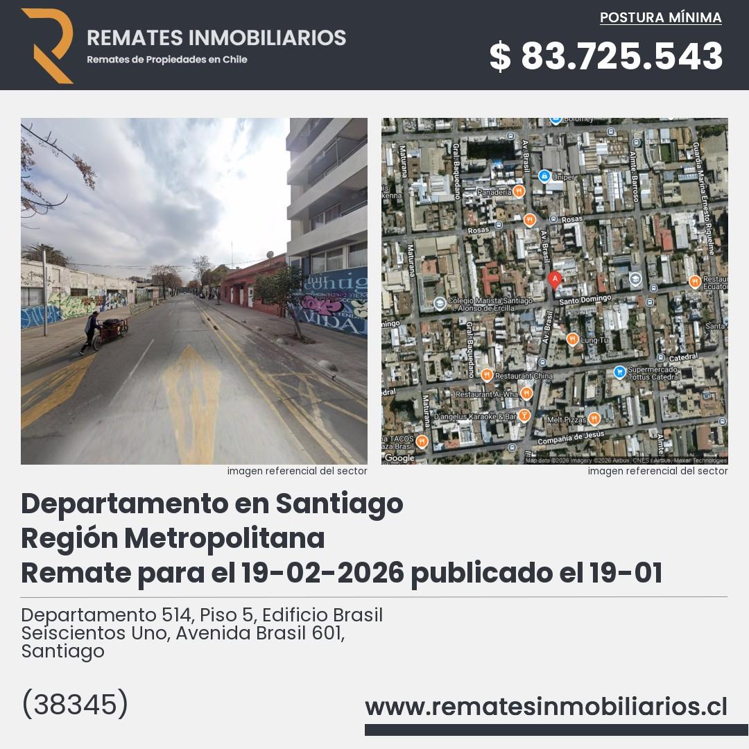 Imagen ficha Departamento 514, Piso 5, Edificio Brasil Seiscientos Uno, Avenida Brasil 601, Santiago