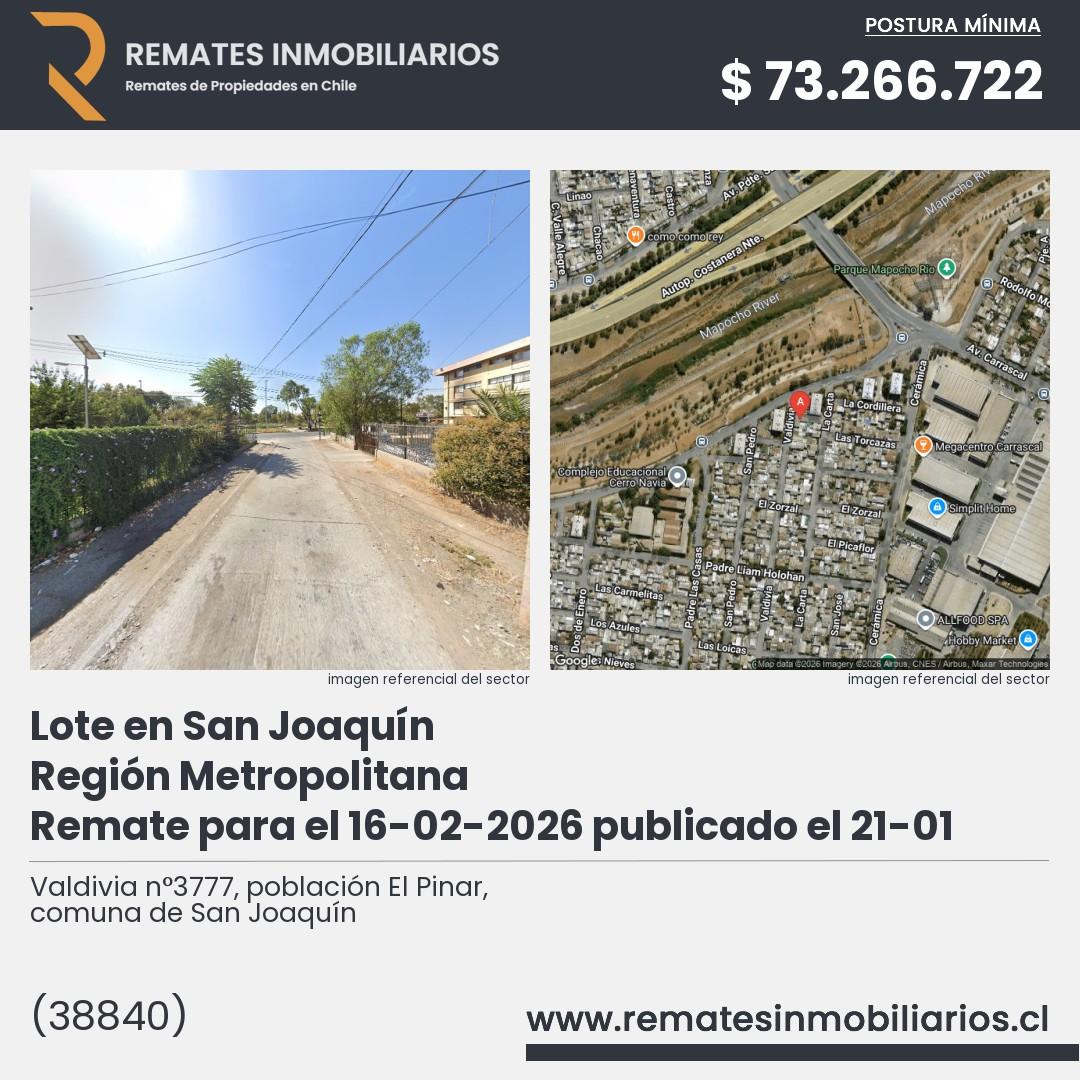 Imagen ficha Valdivia n°3777, población El Pinar, comuna de San Joaquín