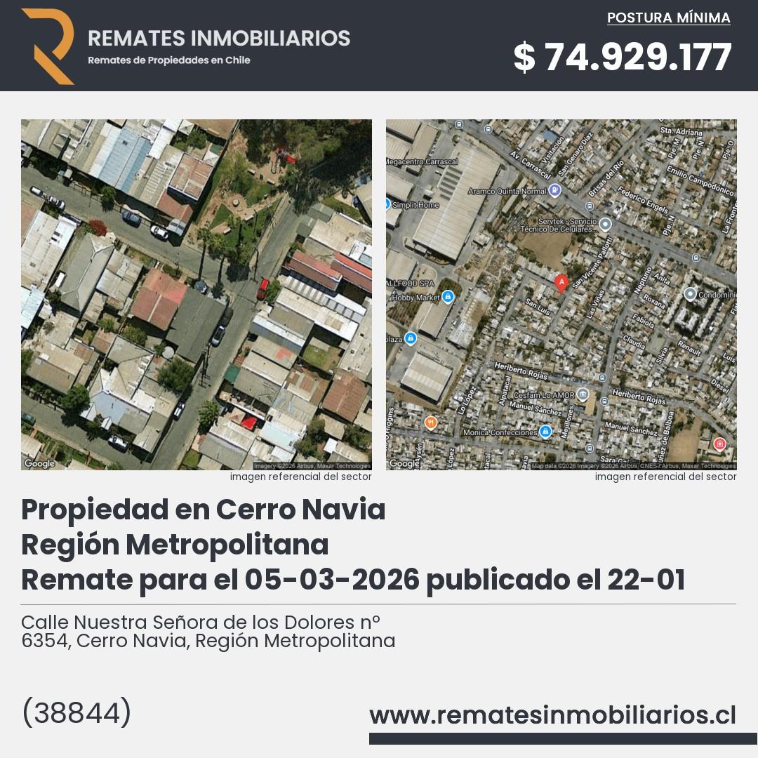 Imagen ficha Calle Nuestra Señora de los Dolores nº 6354, Cerro Navia, Región Metropolitana