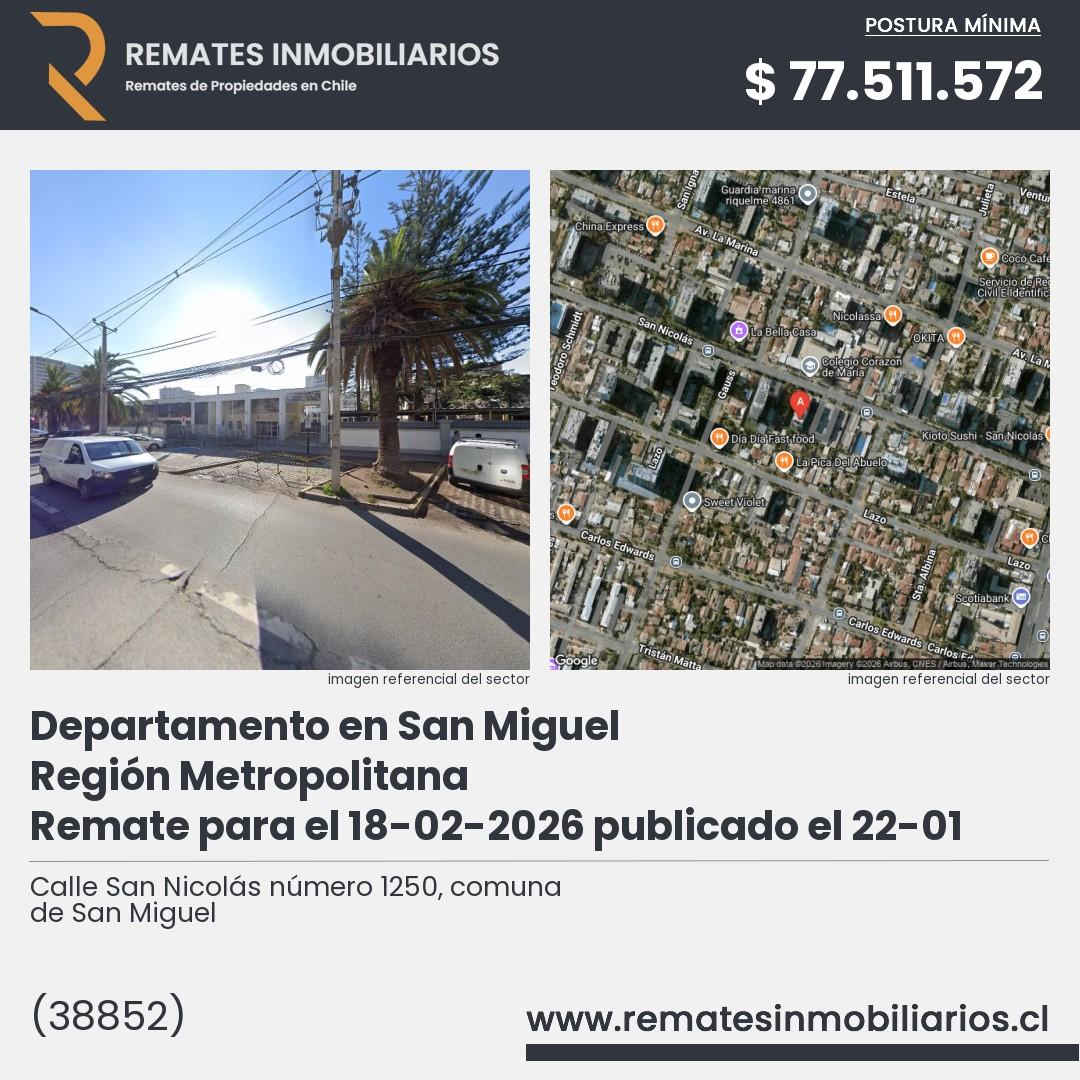 Imagen ficha Calle San Nicolás número 1250, comuna de San Miguel