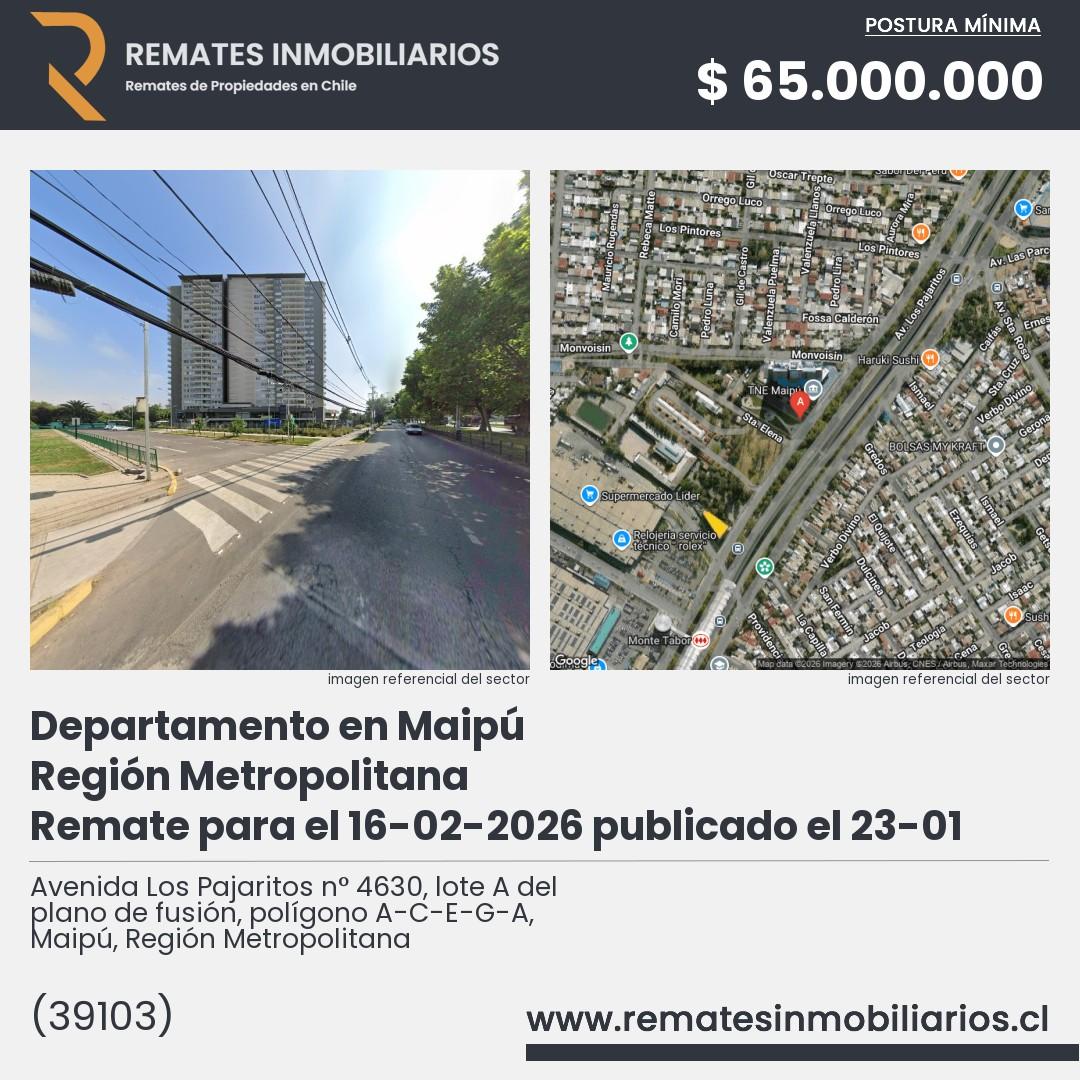 Imagen ficha Avenida Los Pajaritos n° 4630, lote A del plano de fusión, polígono A-C-E-G-A, Maipú, Región Metropolitana