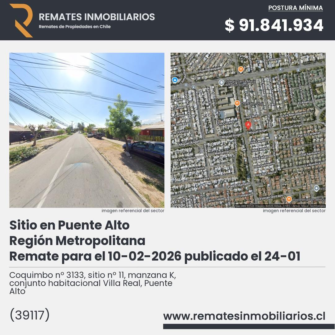 Imagen ficha Coquimbo nº 3133, sitio nº 11, manzana K, conjunto habitacional Villa Real, Puente Alto