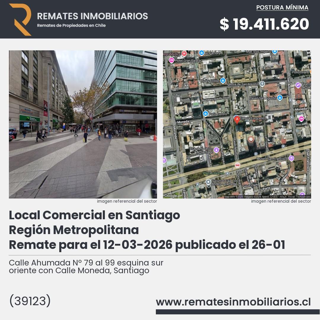 Imagen ficha Calle Ahumada Nº 79 al 99 esquina sur oriente con Calle Moneda, Santiago