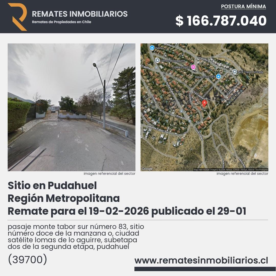 Imagen ficha pasaje monte tabor sur número 83, sitio número doce de la manzana o, ciudad satélite lomas de lo aguirre, subetapa dos de la segunda etapa, pudahuel