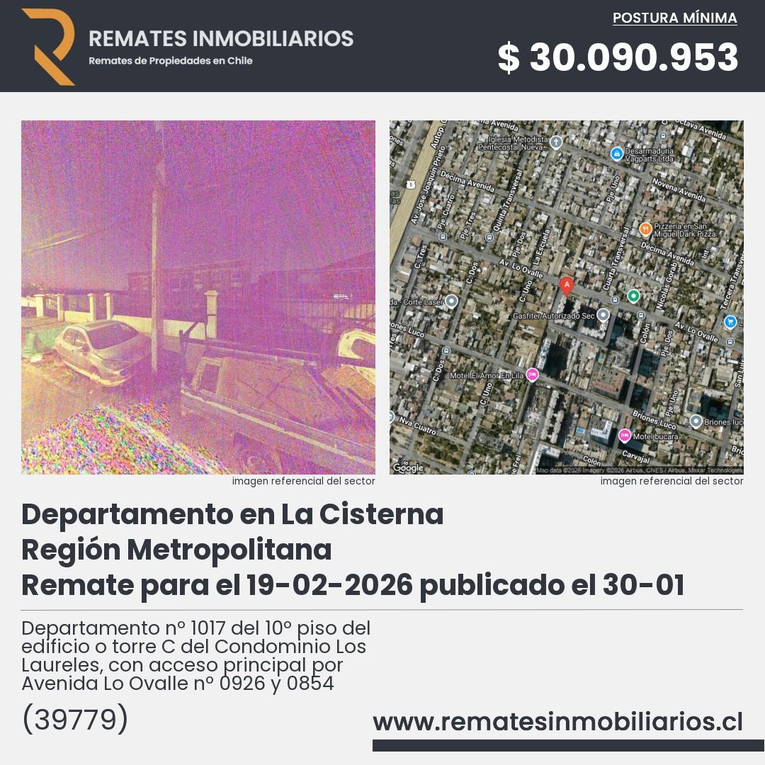 Imagen ficha Departamento nº 1017 del 10º piso del edificio o torre C del Condominio Los Laureles, con acceso principal por Avenida Lo Ovalle nº 0926 y 0854