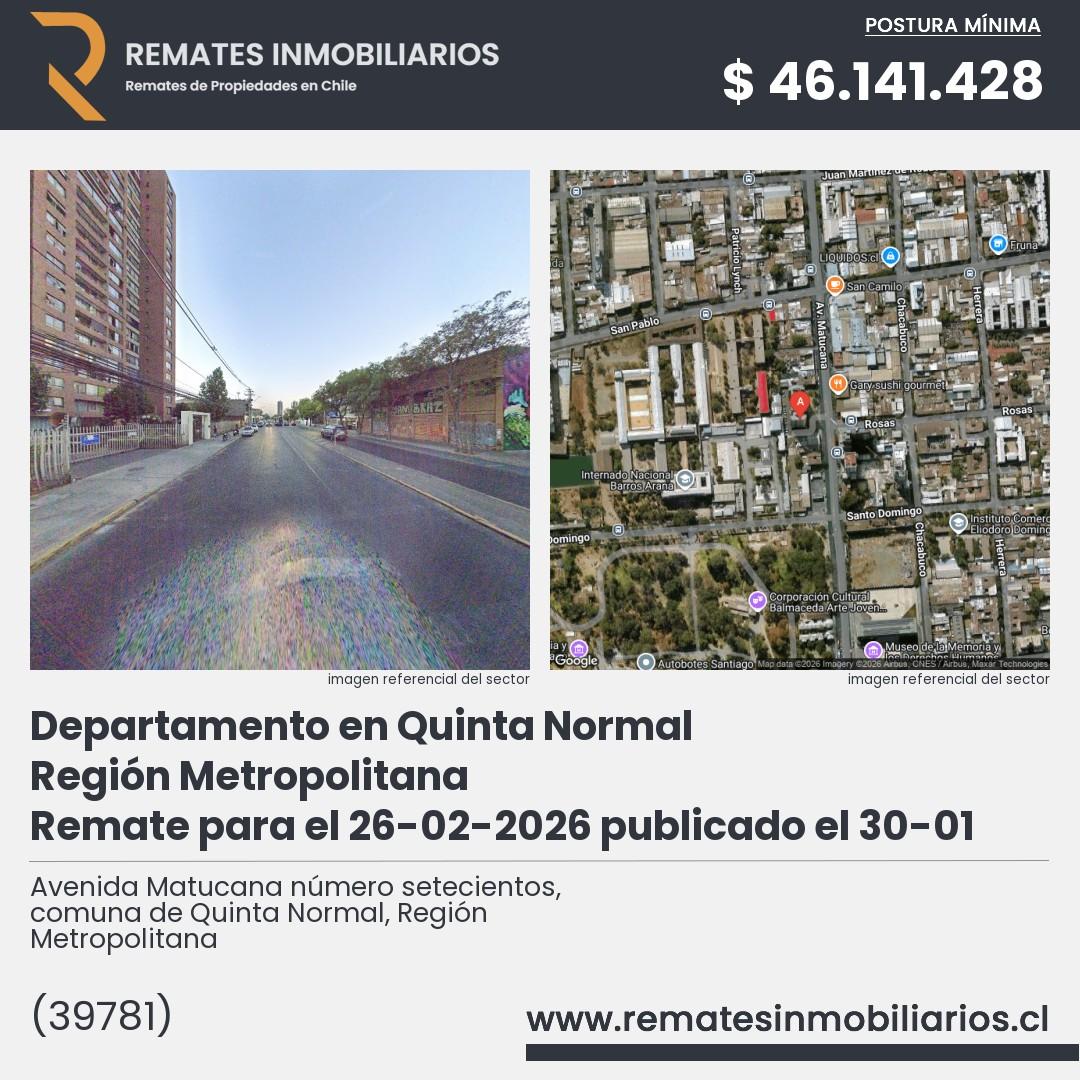 Imagen ficha Avenida Matucana número setecientos, comuna de Quinta Normal, Región Metropolitana