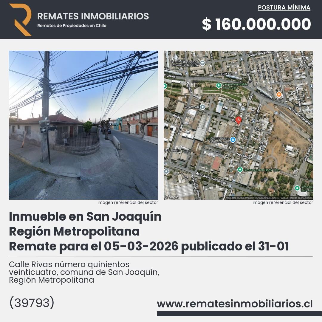 Imagen ficha Calle Rivas número quinientos veinticuatro, comuna de San Joaquín, Región Metropolitana