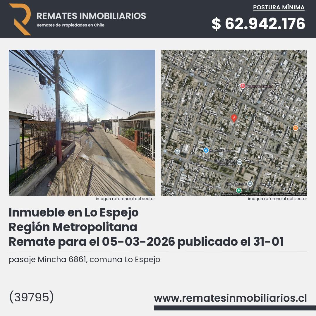 Imagen ficha pasaje Mincha 6861, comuna Lo Espejo