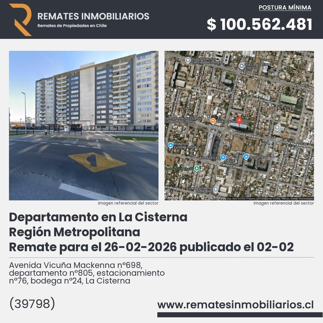 Imagen ficha Avenida Vicuña Mackenna n°698, departamento n°805, estacionamiento n°76, bodega n°24, La Cisterna