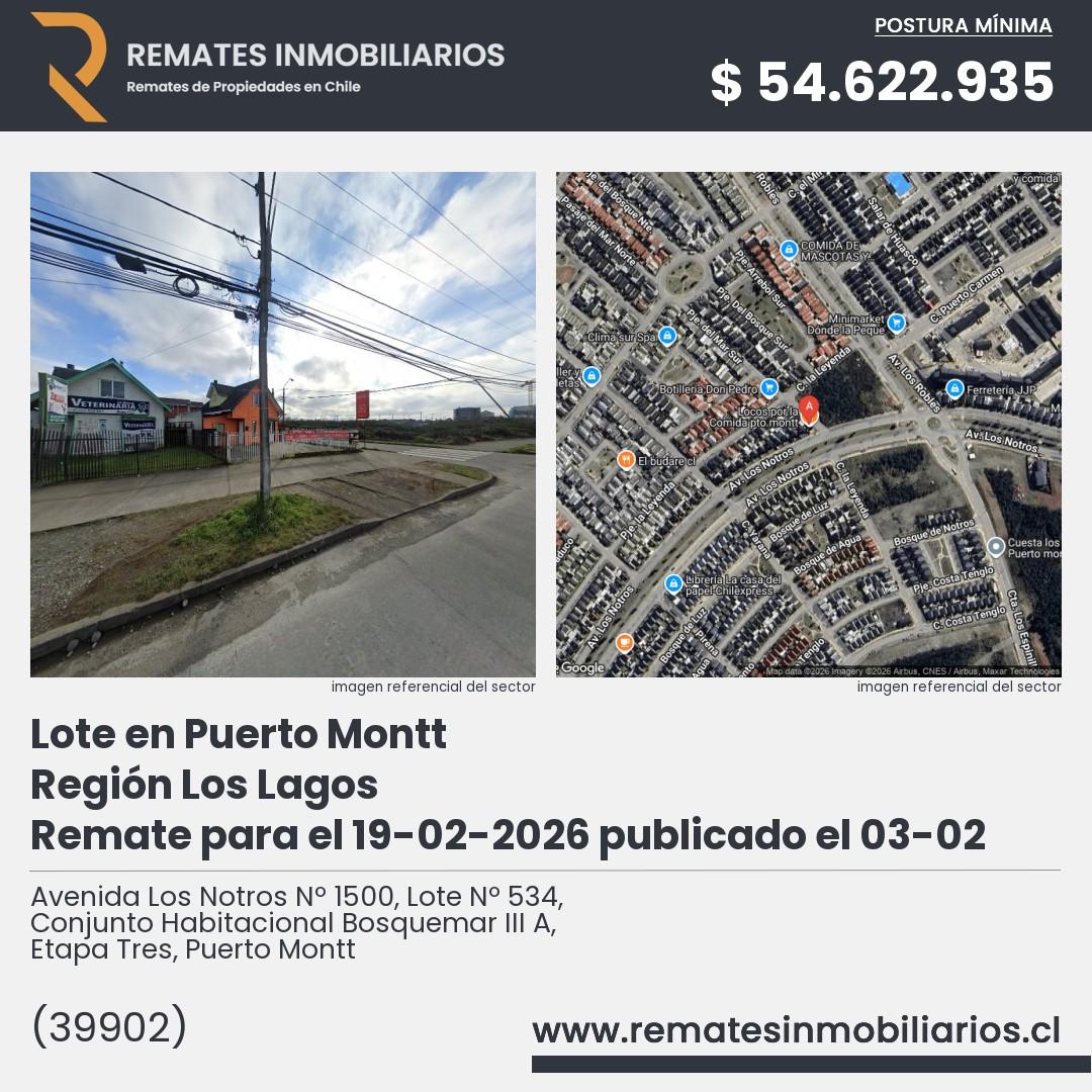 Imagen ficha Avenida Los Notros Nº 1500, Lote Nº 534, Conjunto Habitacional Bosquemar III A, Etapa Tres, Puerto Montt