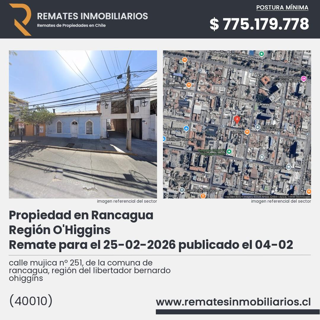 Imagen ficha calle mujica nº 251, de la comuna de rancagua, región del libertador bernardo ohiggins