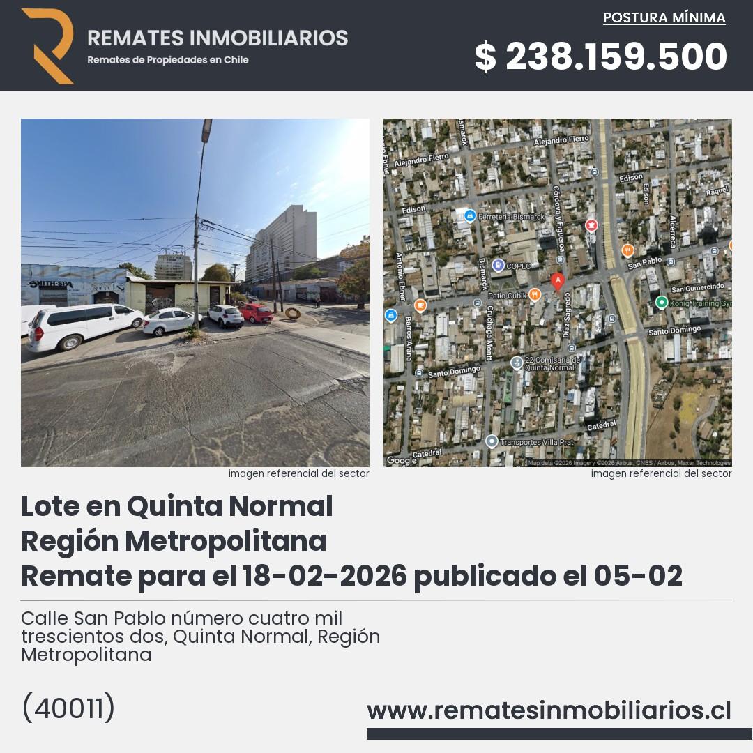 Imagen ficha Calle San Pablo número cuatro mil trescientos dos, Quinta Normal, Región Metropolitana