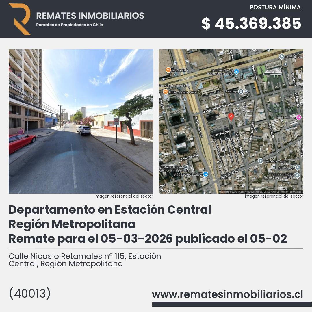 Imagen ficha Calle Nicasio Retamales nº 115, Estación Central, Región Metropolitana