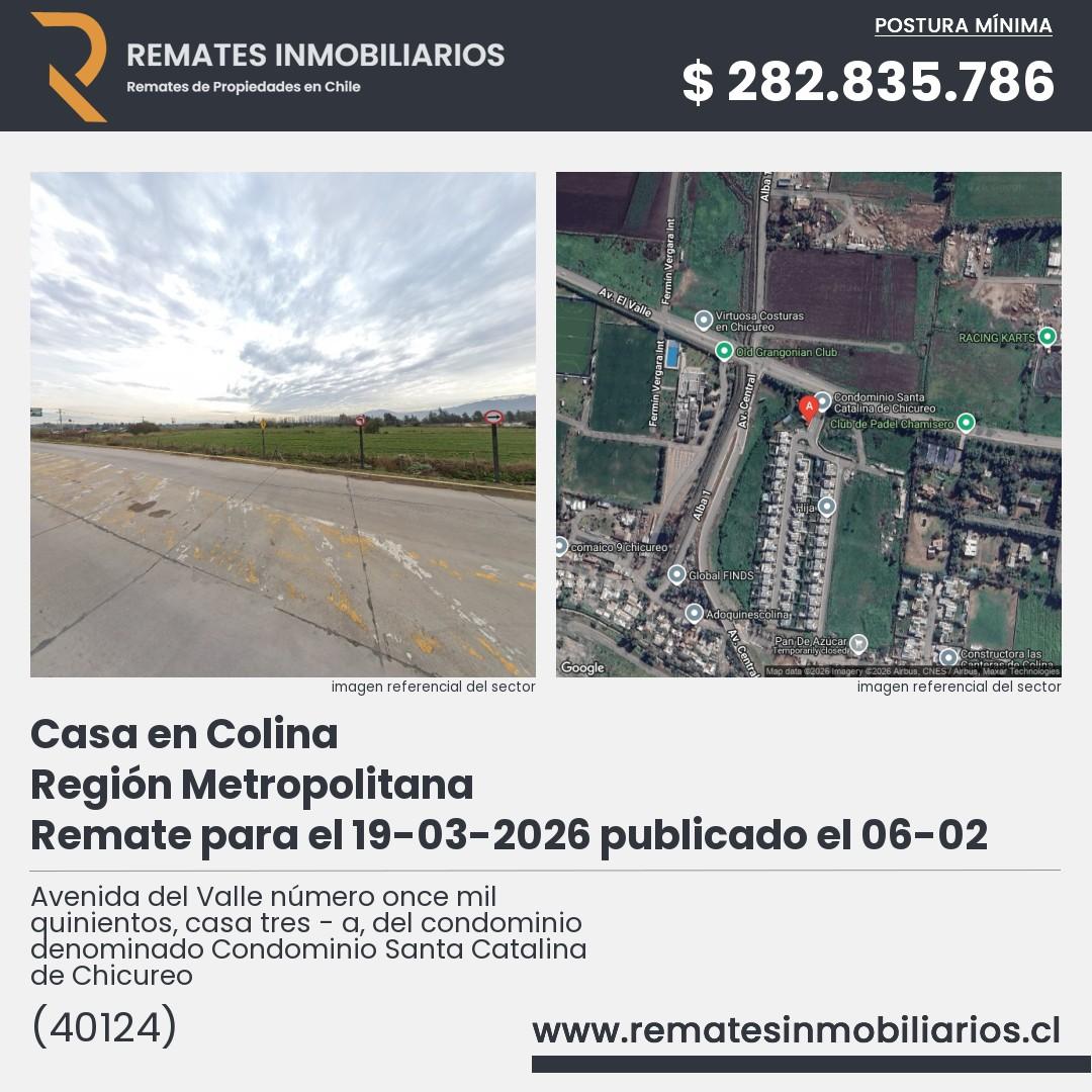 Imagen ficha Avenida del Valle número once mil quinientos, casa tres - a, del condominio denominado Condominio Santa Catalina de Chicureo