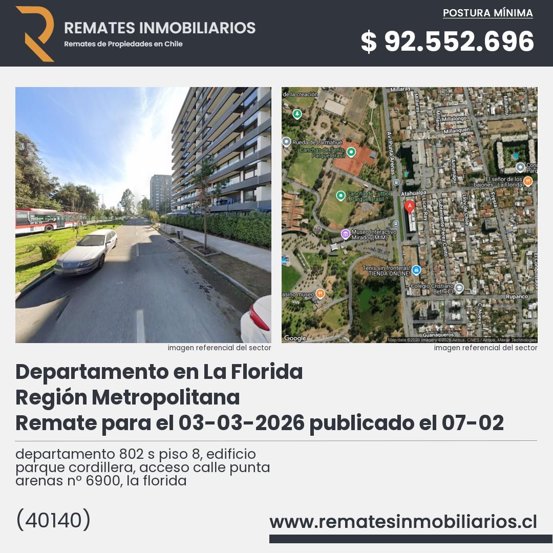 Imagen ficha departamento 802 s piso 8, edificio parque cordillera, acceso calle punta arenas nº 6900, la florida