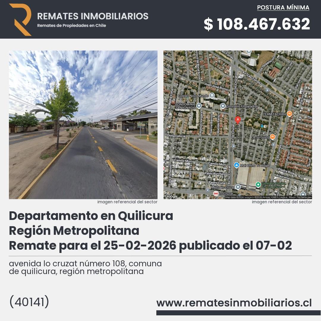 Imagen ficha avenida lo cruzat número 108, comuna de quilicura, región metropolitana