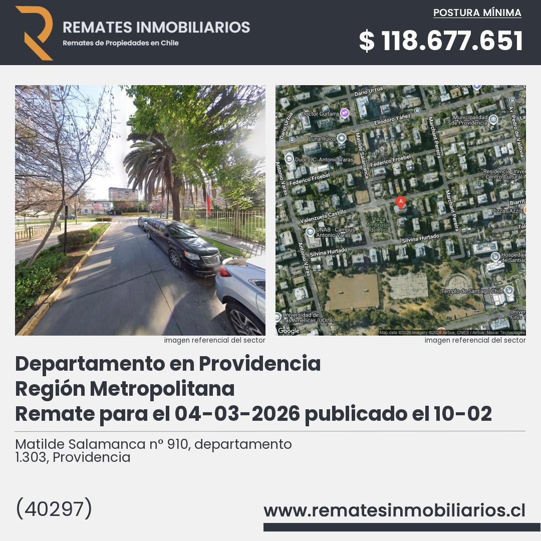 Imagen ficha Matilde Salamanca n° 910, departamento 1.303, Providencia