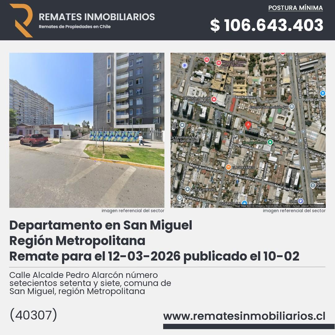 Imagen ficha Calle Alcalde Pedro Alarcón número setecientos setenta y siete, comuna de San Miguel, región Metropolitana