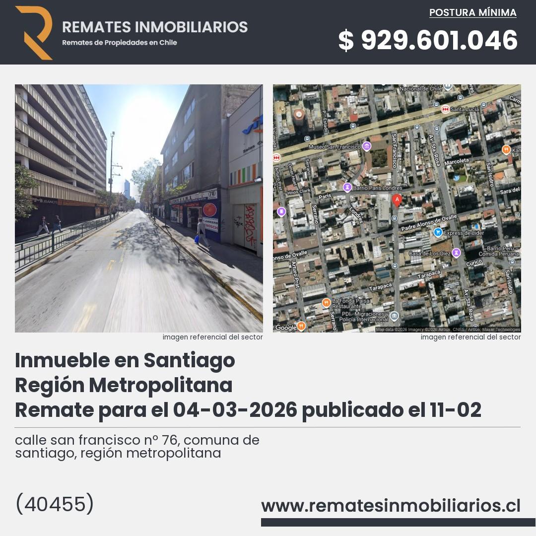 Imagen ficha calle san francisco nº 76, comuna de santiago, región metropolitana